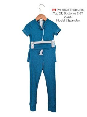 Precious Treasures Turquoise Ribbed Set (Small Shop Handmade Top is 2T, Bottoms